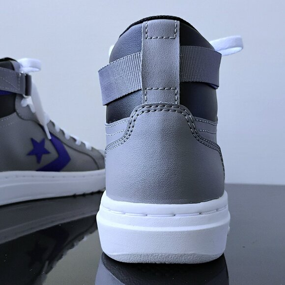 Converse Men Pro Blaze V2 Sport Luxe Faux Leather Sneaker in Classic Grey/Black - Picture 9 of 14